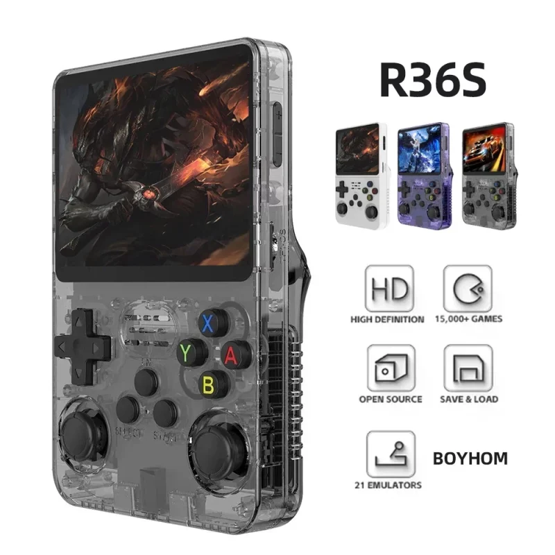 r36s console with high defintion 15000 games, open source, 21 emulators